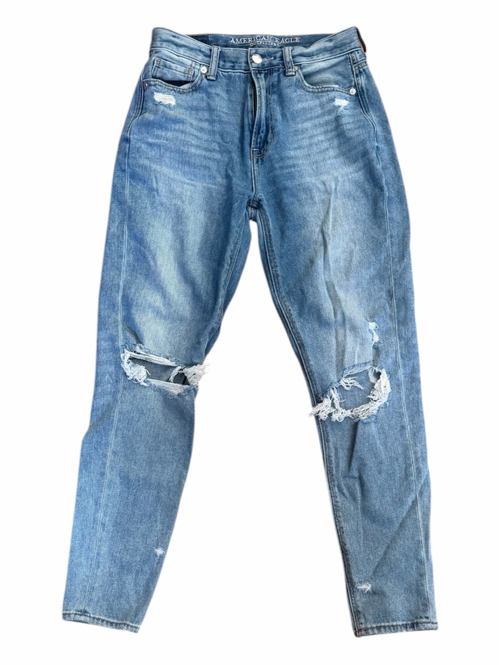 American Eagle Distressed Mom Jeans High Rise Denim Size 0